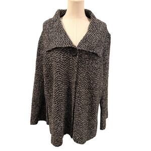 JM Collection Gray Marled Knit Cardigan Sweater Women 3X Cozy Workwear Plus Size